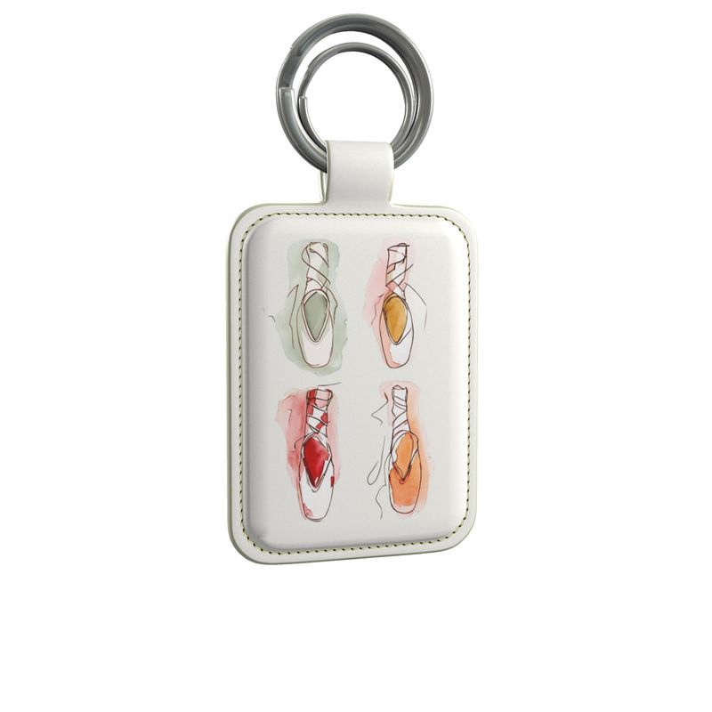 Watercolor Pointe‑Shoe Leather Keychain by I’d Rather Be Dancing