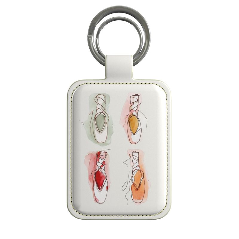 Watercolor Pointe‑Shoe Leather Keychain by I’d Rather Be Dancing