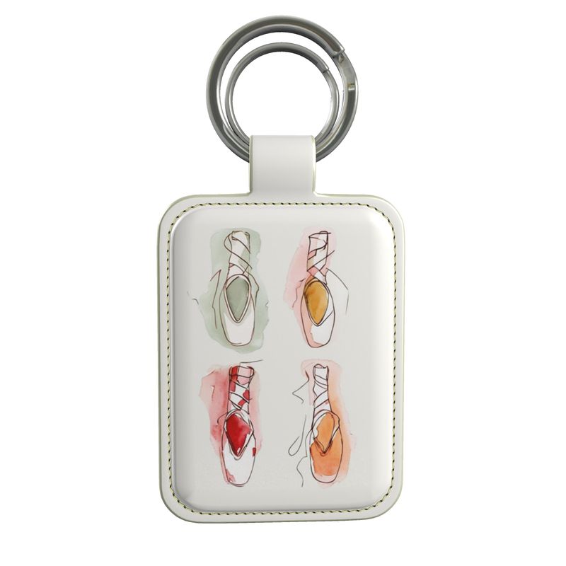 Watercolor Pointe‑Shoe Leather Keychain by I’d Rather Be Dancing