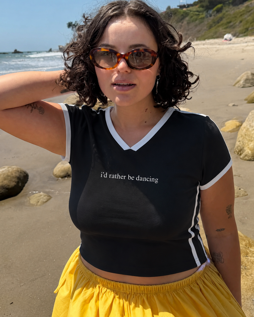 I'd Rather Be Dancing Contrast Crop Tee