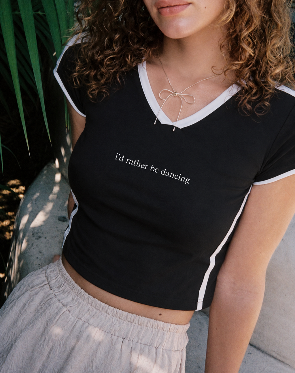 I'd Rather Be Dancing Contrast Crop Tee