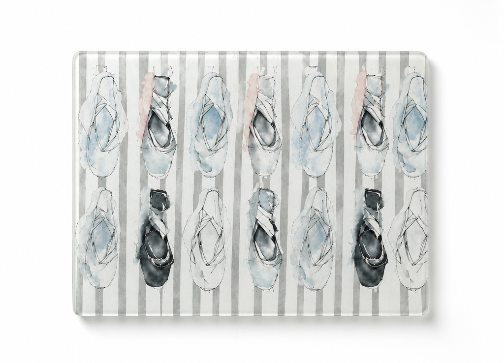 Watercolor Pointe Shoe Glass Chopping Board