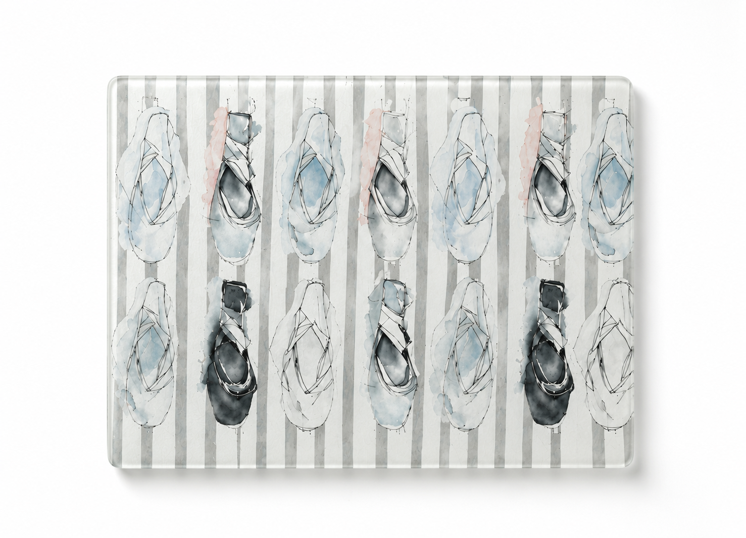 Watercolor Pointe Shoe Glass Chopping Board