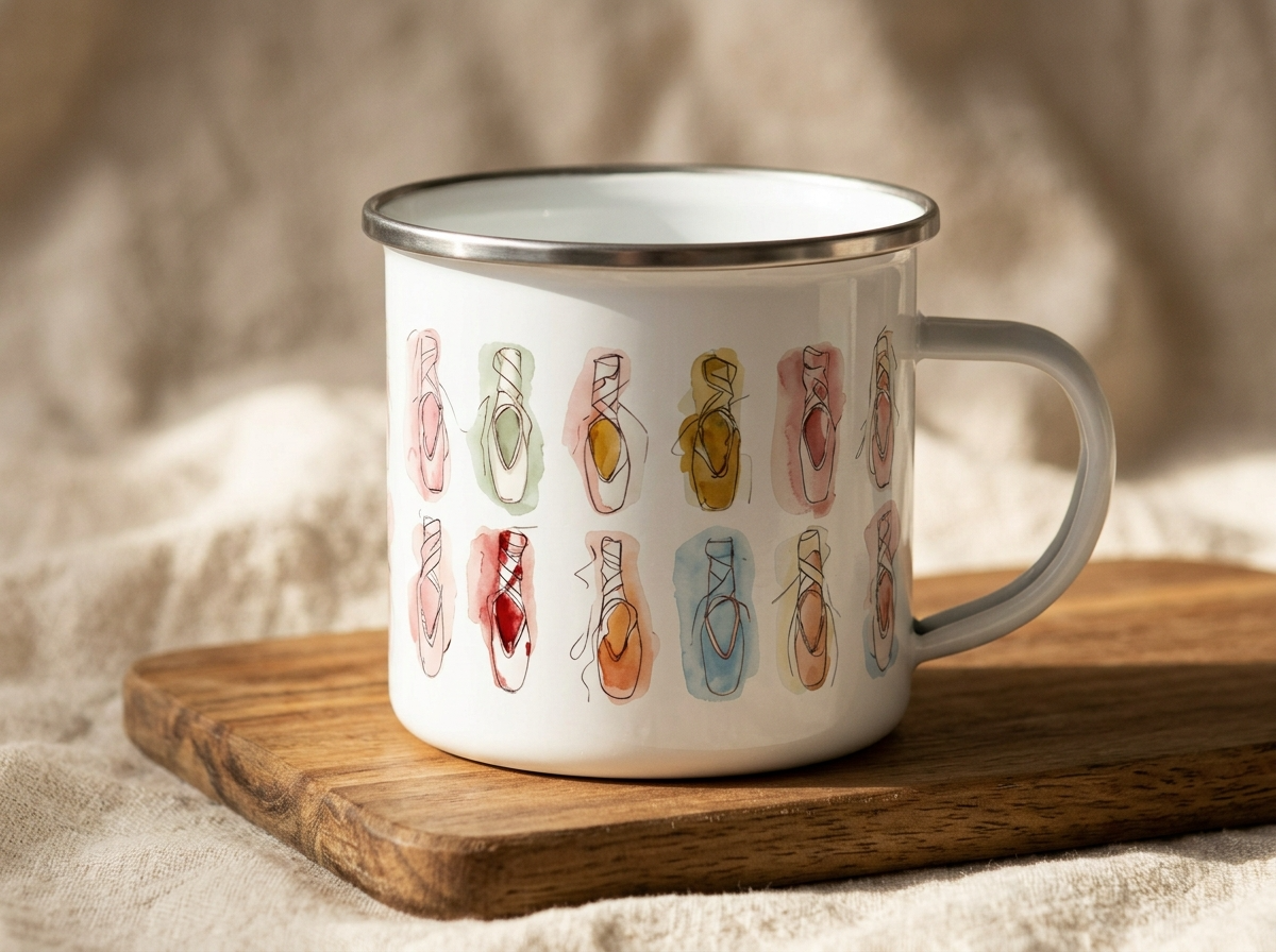 Watercolor Pointe Shoe Enamel Mug